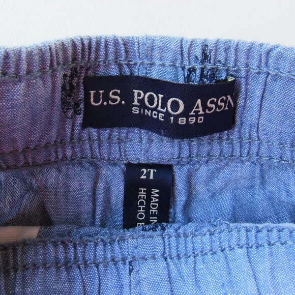 U.S. Polo Assn. Toddler Boy's Button Down Woven Shirt & Shorts 2 Piece Set - Picture 10 of 13